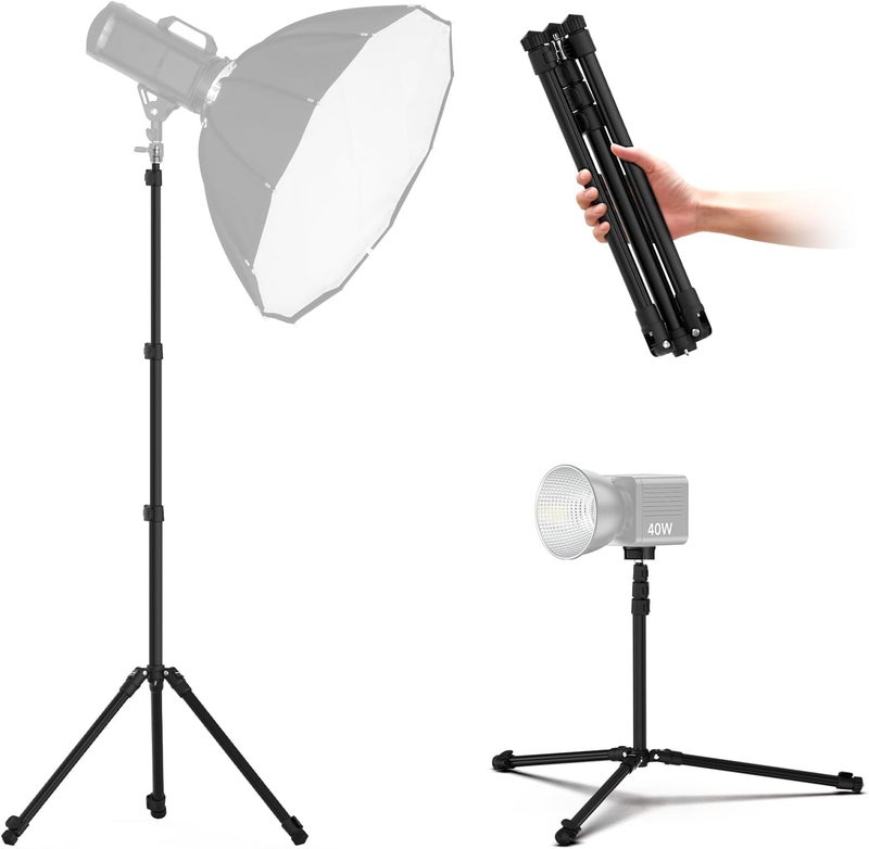 COMAN Extendable 6.23ft Light Stand, Adjustable Aluminum Tripod with 1/4" Screw - Portable, Reverse Folding Studio Lighting Stand for Strobe, Camera, Flash - Image 1